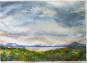 'Early Evening. Ardban'. Mixed media on 31x22" paper. Rose Strang 2019. £380