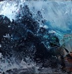 'Winter Miniatures. Night Storm'. Mixed media on 3x3" wood. Rose Strang 2019