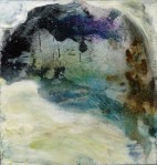 'Winter Miniatures. Snow Temple'. Mixed media on 3x3" wood. Rose Strang 2019