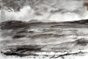 Charcoal sketch on paper. Rose Strang 2020
