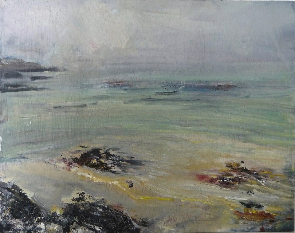 'Ardban, Morning Mist' Oil on 17x112 wood. Rose Strang 2020