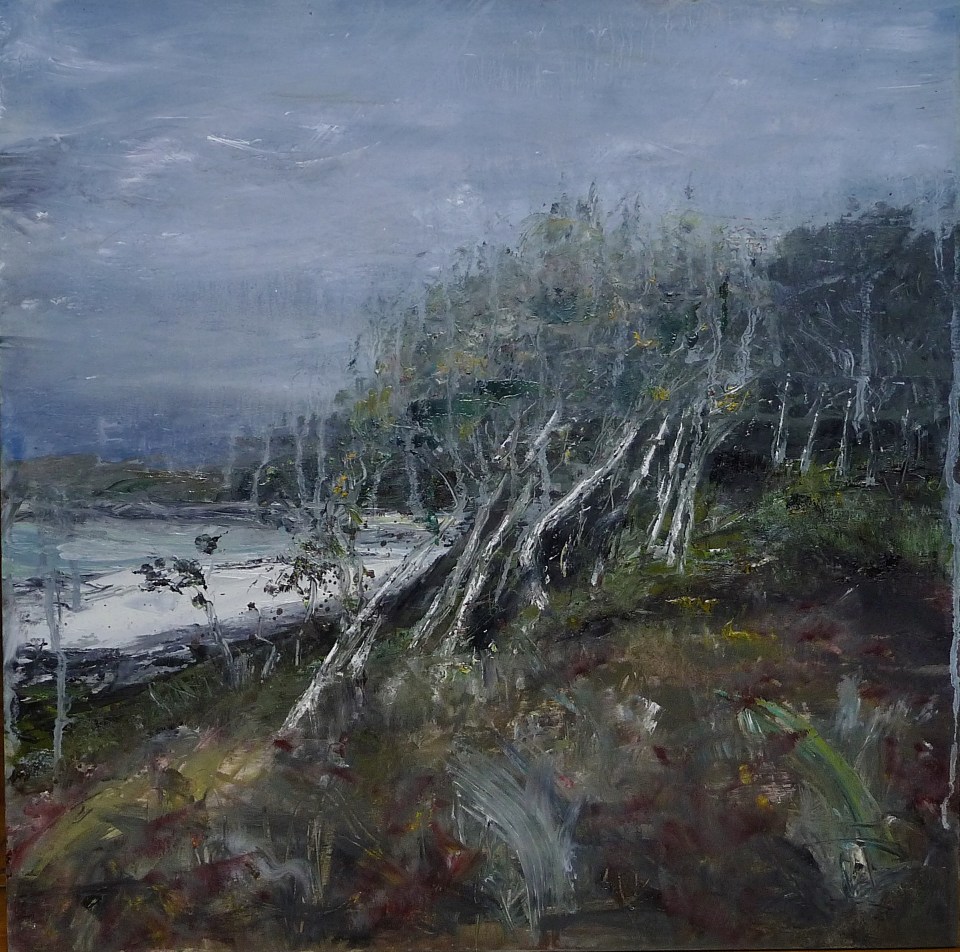 'Ardban. Forest and Sea'. Oil on 19x192 wood. Rose Strang 2020