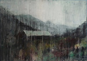 'Through Kintail 2'. Oil on 33x23" wood. Rose Strang 2020