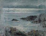 'Ardban. Shimmering Sea'. Oil on 14x11" wood. Rose Strang 2020
