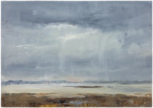 Sutton Hoo Series. Deben Estuary. Oil on 23.4 x 16.5 inch wood. Rose Strang 2021