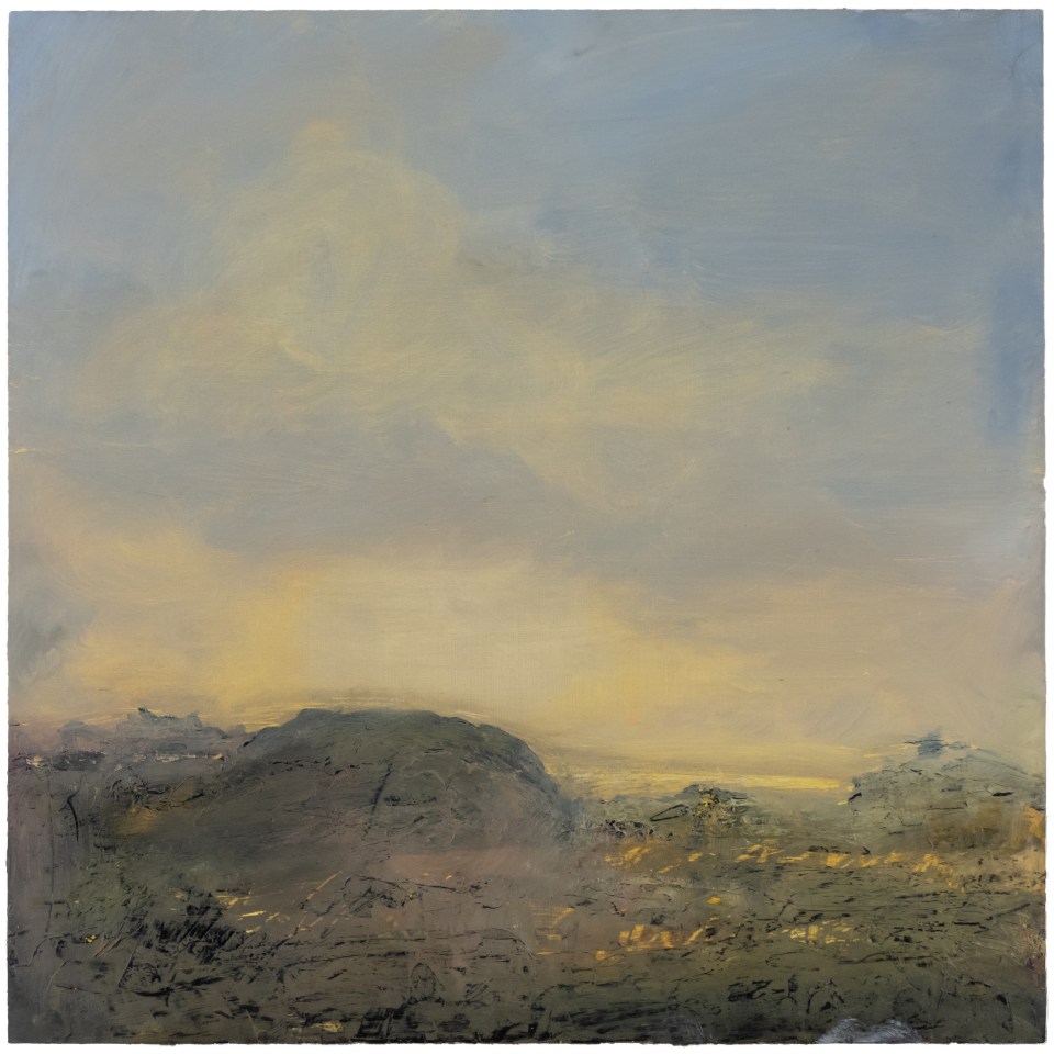 Sutton Hoo Series. Mound. Oil on 20×20 inch wood. Rose Strang 2021