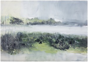 Sutton Hoo Series. River Deben. Oil on 16.5 x 23.4 inch wood. Rose Strang 2021