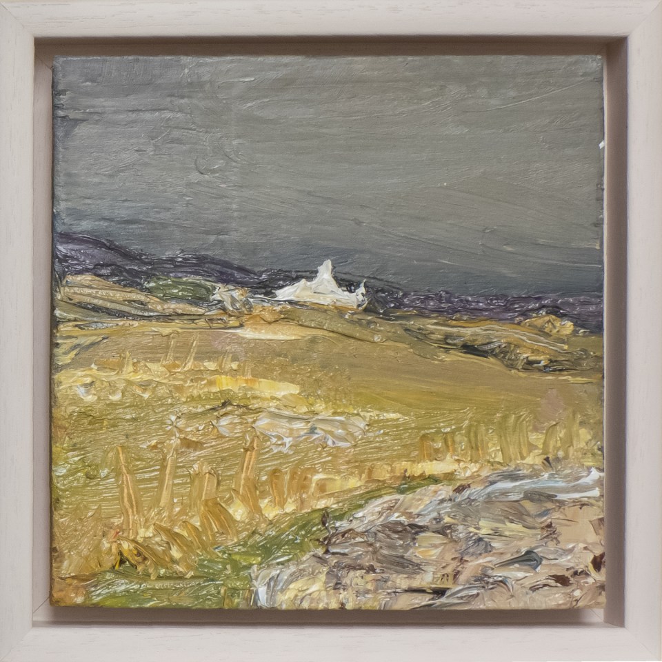 Sun and Rain, Cnocoran. Iona. Oil on 6x6" wood. Rose Strang 2021