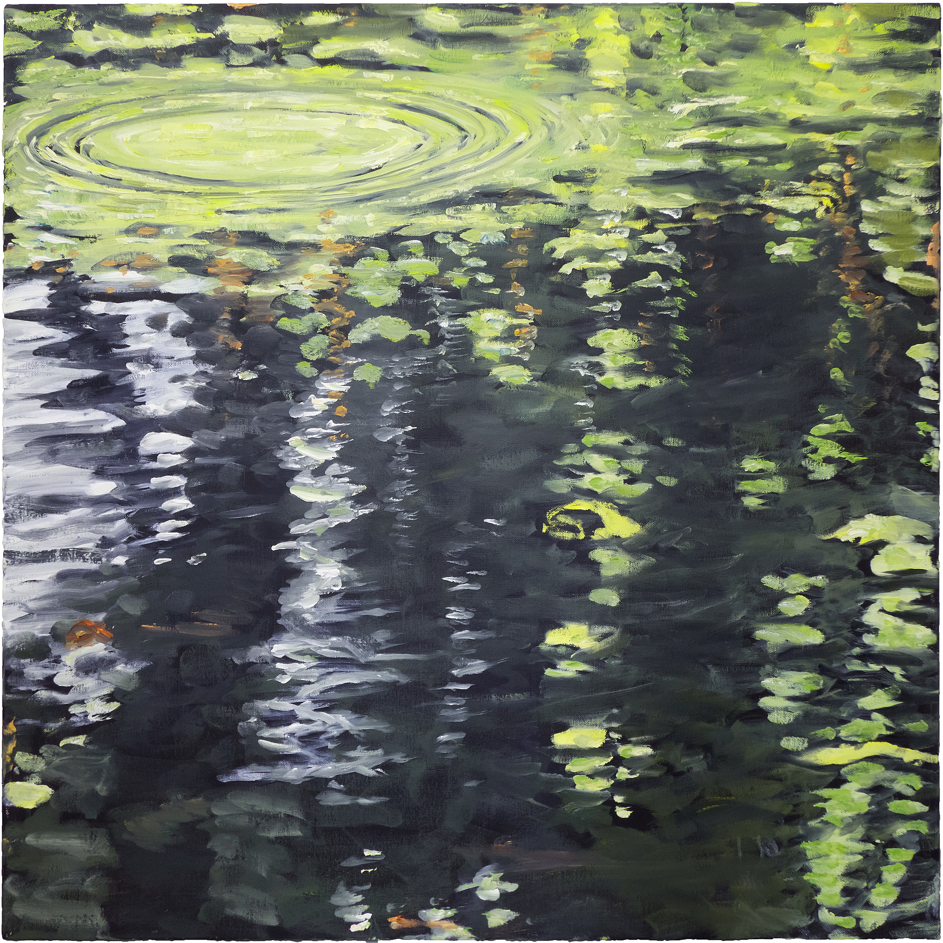 ‘Trace. Blackwater’. Oil on 80x80cm canvas. Rose Strang 2023