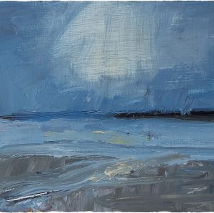 Aberlady Winter V. Oil on 8x5.5" wood. Rose Strang 2024