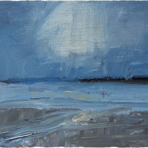 Aberlady Winter V. Oil on 8x5.5" wood. Rose Strang 2024