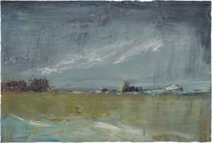 Aberlady. Shorelines VII. Oil on 9×6 inch wood. Rose Strang 2024