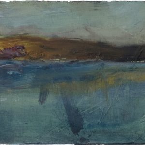 Aberlady. Shorelines VI. Oil on 9×6 inch wood. Rose Strang 2024