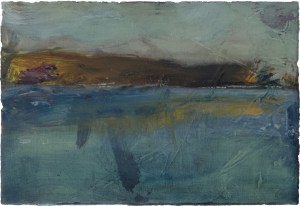 Aberlady. Shorelines VI. Oil on 9×6 inch wood. Rose Strang 2024