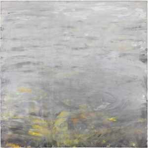 'Trace. Portnellan Island, Loch Venachar'. Water mixable oil on 70x70cm canvas. Rose Strang 2023