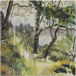 ‘Tioram, Silver Walk. Ardnamurchan’. Oil on 31×31″ canvas. Rose Strang 2022