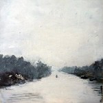 'Canalscapes 6'. Mixed media on 11x12" wood panel. Rose Strang 2017