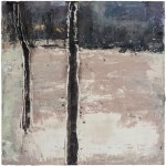'Holyrood Park. Edinburgh Winter. Mixed media on 10x10" wood. Rose Strang 2021