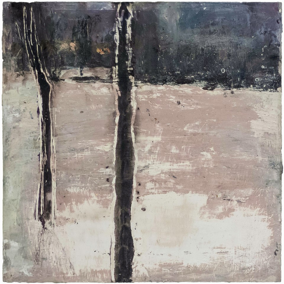 'Holyrood Park. Edinburgh Winter. Mixed media on 10x10" wood. Rose Strang 2021