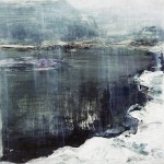 'Hunter's Loch. Edinburgh Winter. Mixed media on 10x10" wood. Rose Strang 2021