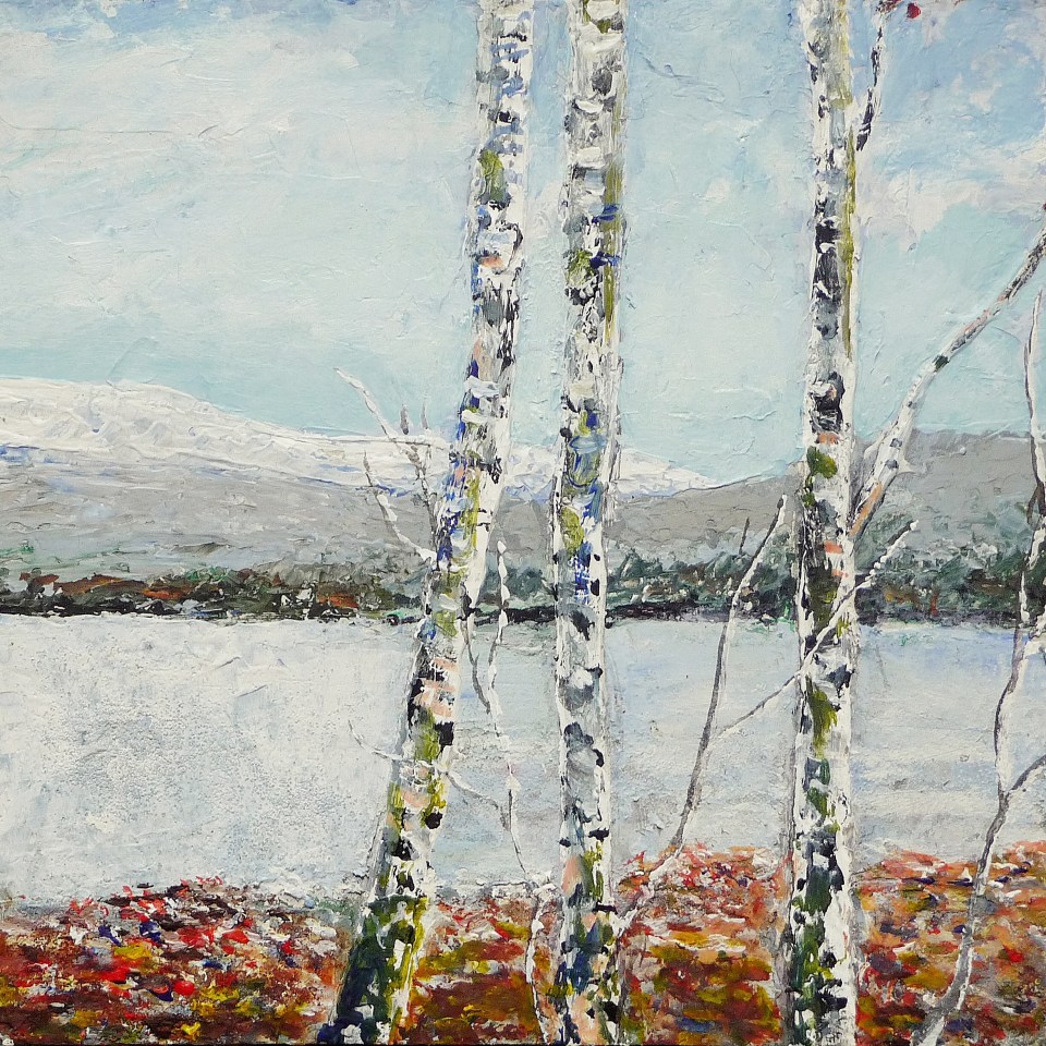 Silver Birch. Acrylic on 10x10" wood. Rose Strang 2013