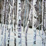 'Winter Birch'. Mixed media on 5x5" wood. Rose Strang 2013